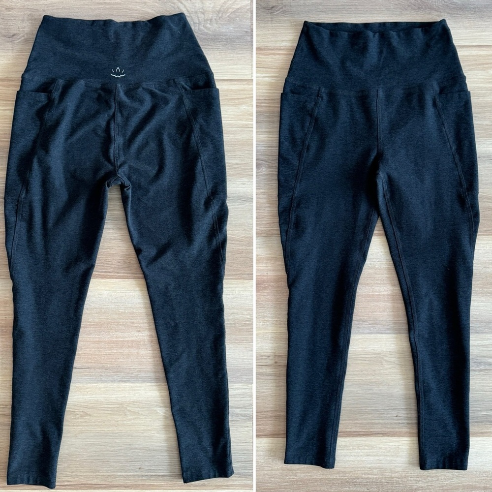 Beyond Yoga High Rise Space Dye Out of Pocket Gray Black Fitness Gym Leggings M